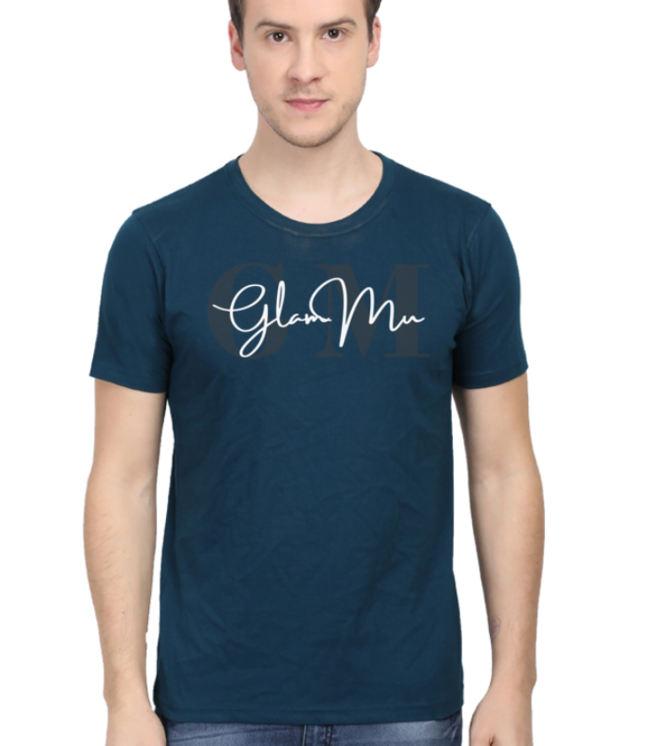 Glammu Petrol Blue Male Round Neck Half Sleeve Tees