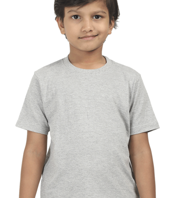 Grey Melange Boy Round Neck Half Sleeve Classic Tees