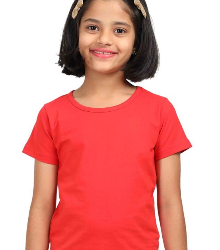 Red Girl Round Neck Half Sleeve Classic Tees