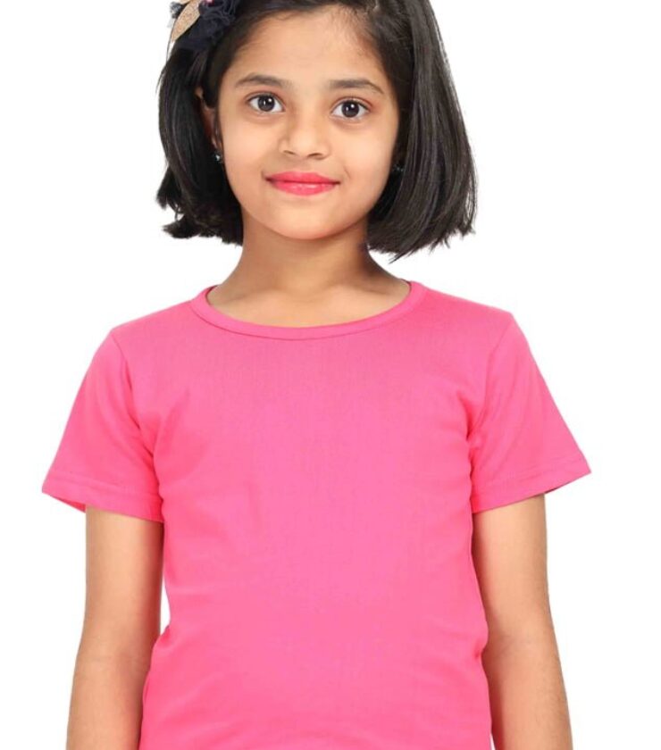 Pink Girl Round Neck Half Sleeve Classic Tees
