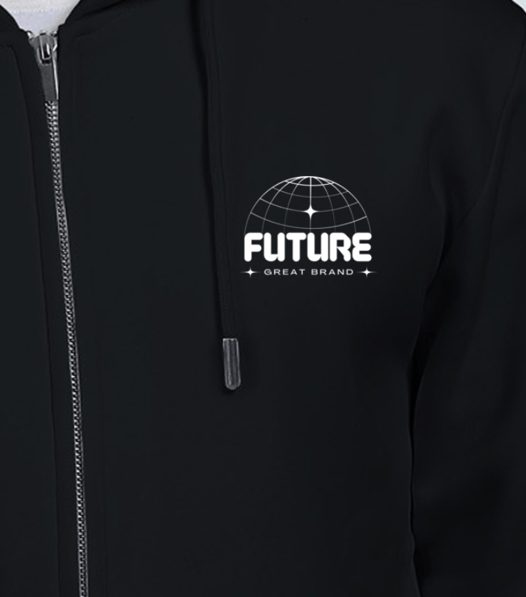 Future Great Brand Black Unisex Heavyweight Zip Hoodies