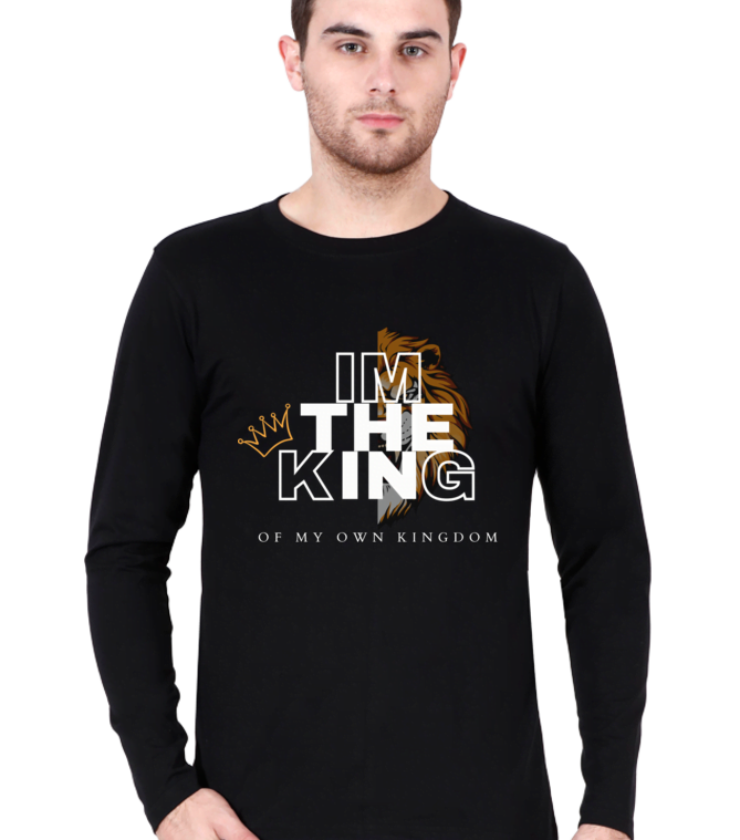 The King Black Male Round Neck Full Sleeve Tees