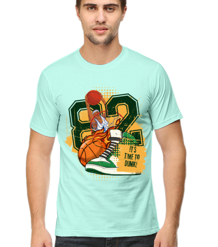 Its Time To Dunk Mint Male Round Neck Half Sleeve Tees