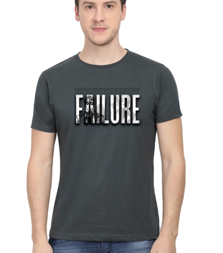 Failure Steel Grey Male Round Neck Half Sleeve Tees