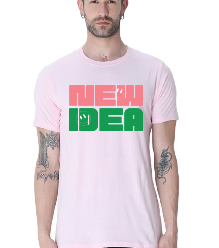 New Idea Baby Pink Male Round Neck Half Sleeve Tees