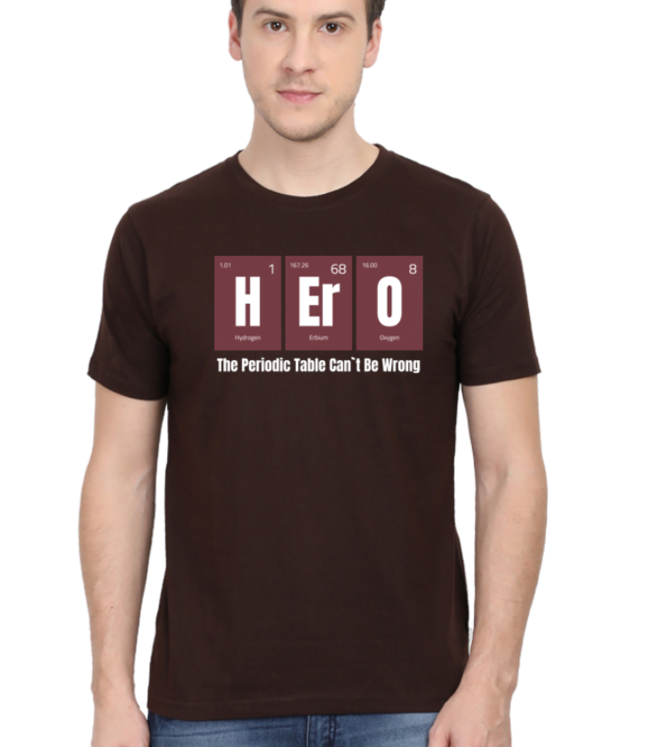 Hero Coffee Brown Male Round Neck Half Sleeve Tees