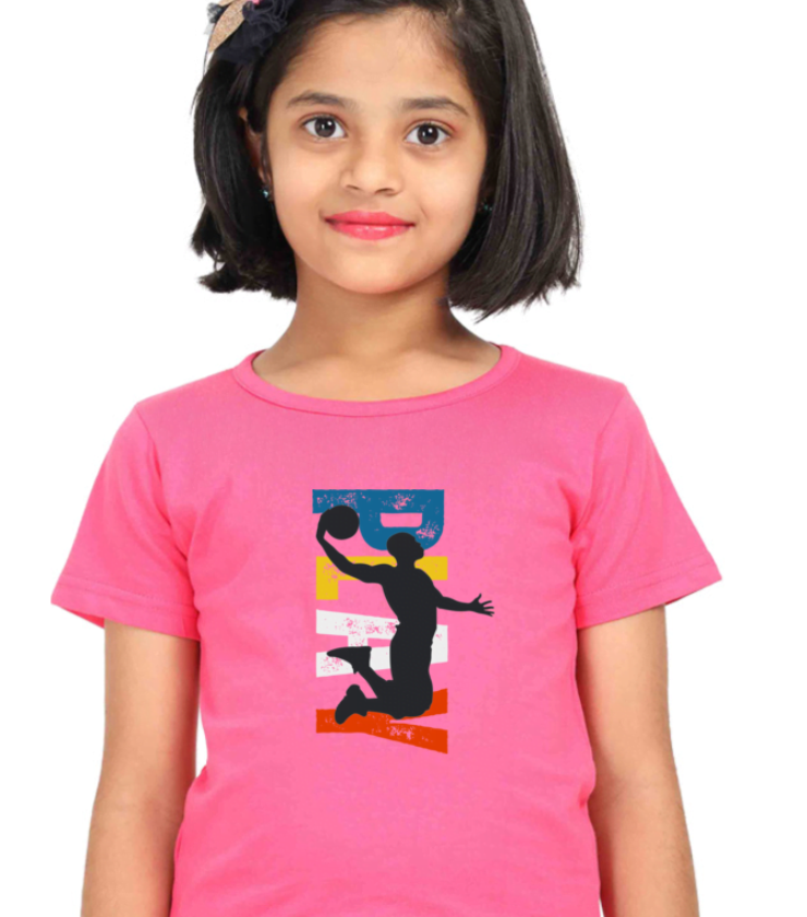 Play Pink Girl Round Neck Half Sleeve Classic tees