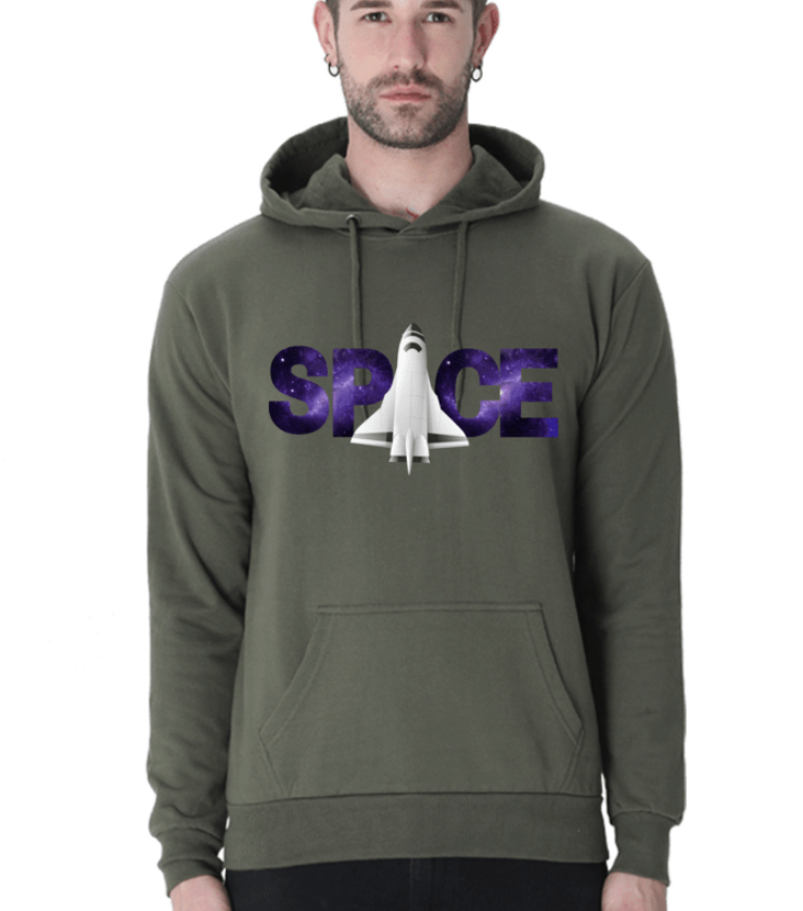 Space Olive Green Unisex Hooded Sweatshirt