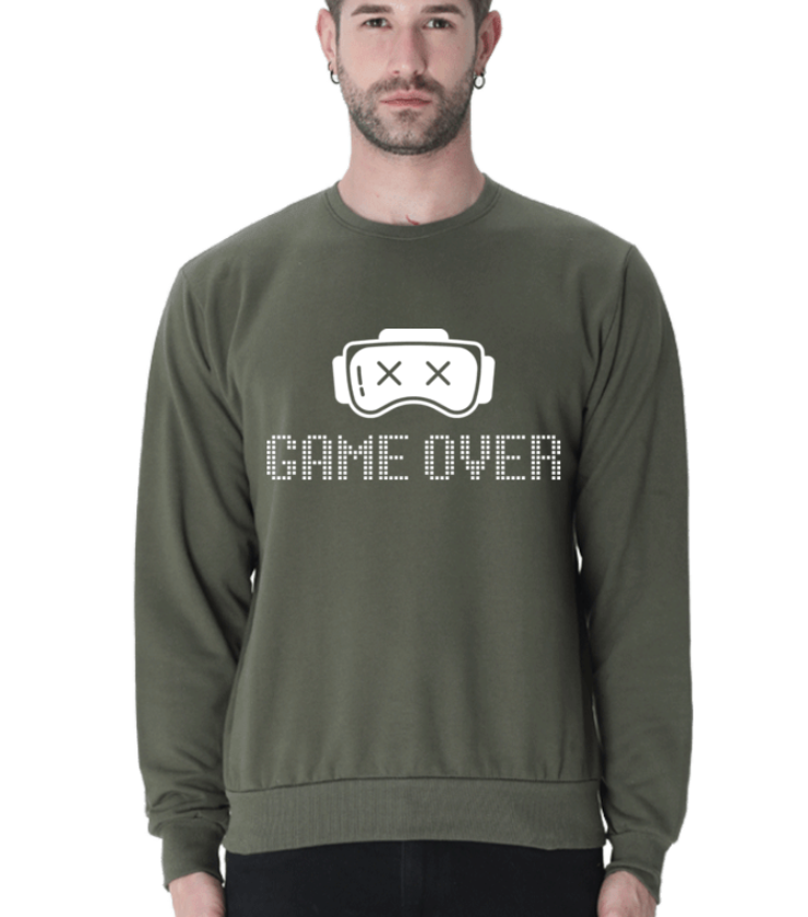Game Over Olive Green Unisex Sweatshirts