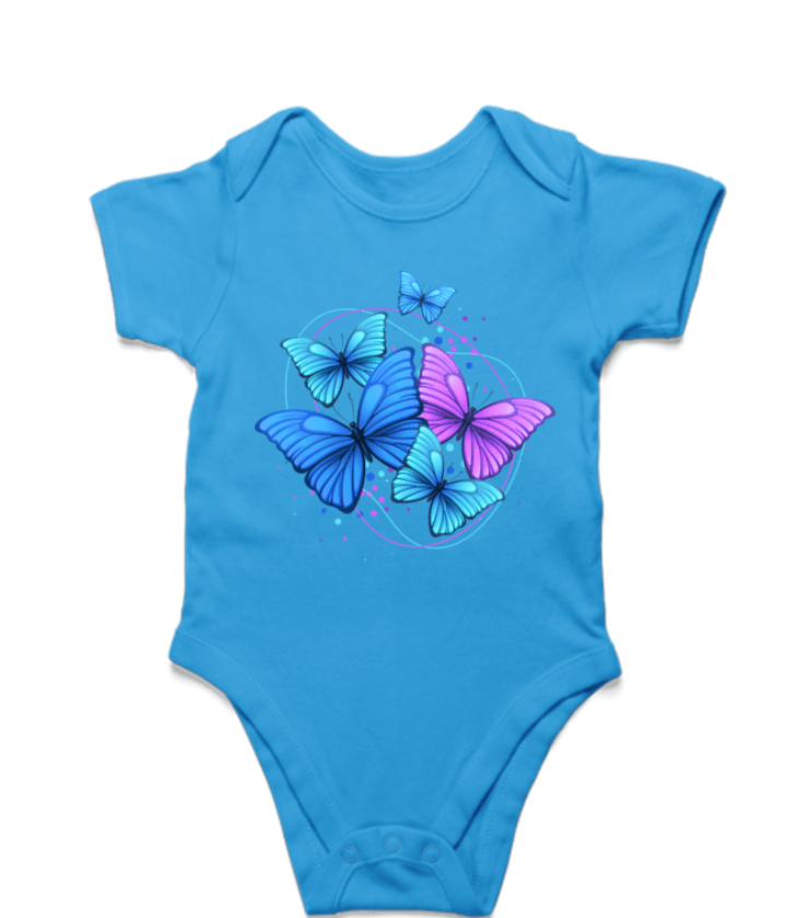 Flying Butterflies Orchid Blue Kids Rompers