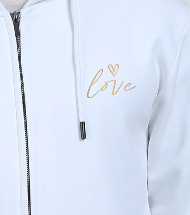 Love White Unisex Heavyweight Zip Hoodies