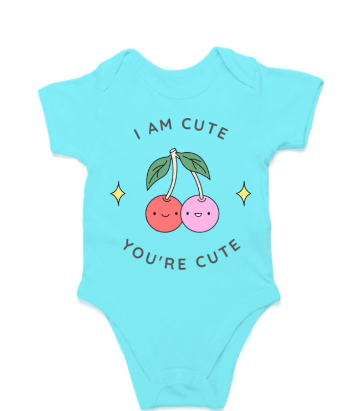 I Am Cute Skyblue Kids Rompers
