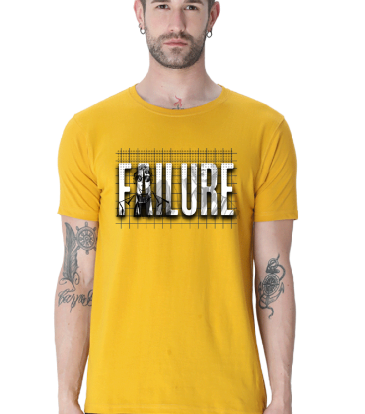 Failure Mustard Yellow Male Round Neck Half Sleeve Tees