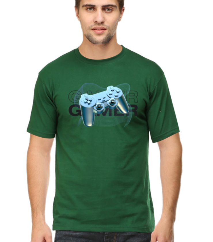 Gamer Bottle Green Male Round Neck Half Sleeve Tees