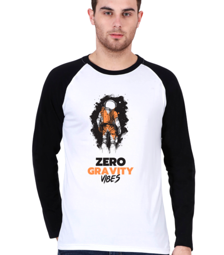 Zero Gravity Vibes Black White Male Raglan Full Sleeve Tees