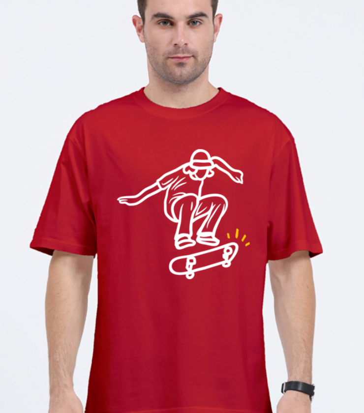 Skateboard Red Unisex Oversized Classic Tees
