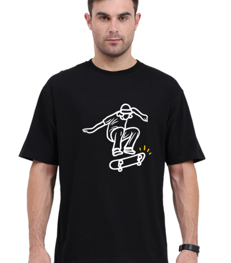 Skateboard Black Unisex Oversized Classic Tees