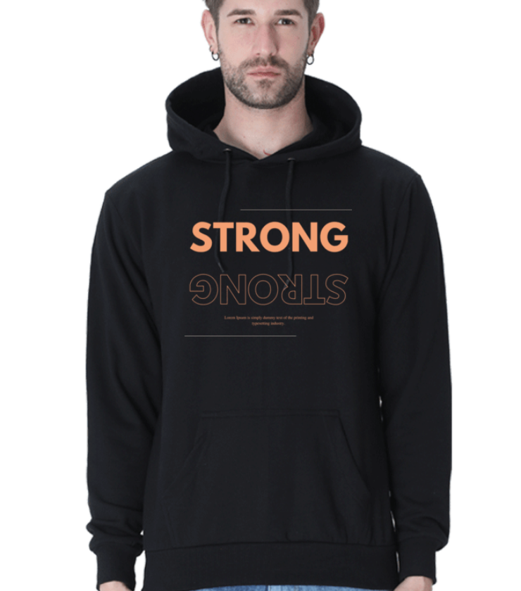 Strong Black Unisex Hooded Sweatshirt