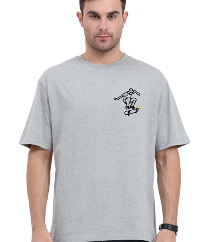 Skateboard Grey Melange Unisex Oversized Classic Tees