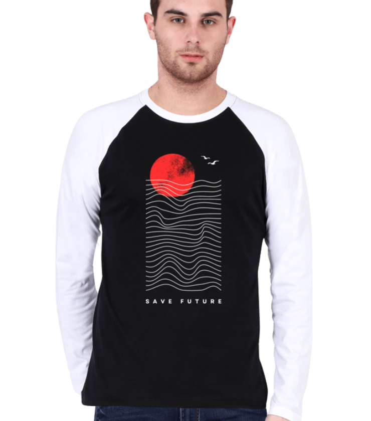 Save Future White Black Male Raglan Full Sleeve Tees