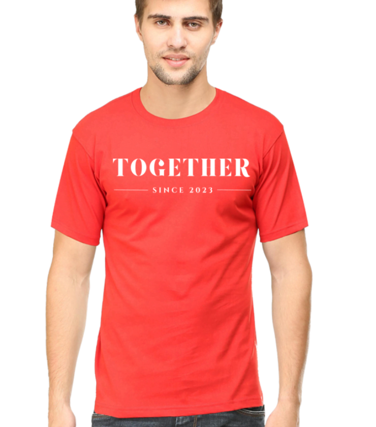 Together Red Male Round Neck Half Sleeve Classic Tees