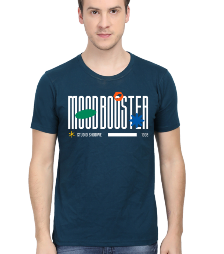 Mood Booster Petrol Blue Male Round Neck Half Sleeve Classic Tees