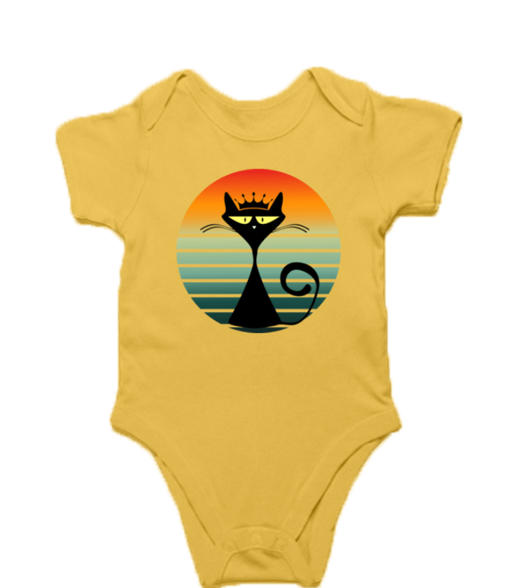 Orange Cat Yellow Kids Rompers