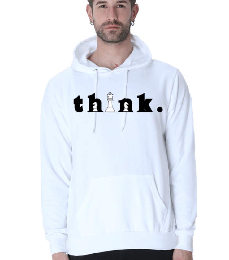 Think White Unisex Hooded Sweatshirt