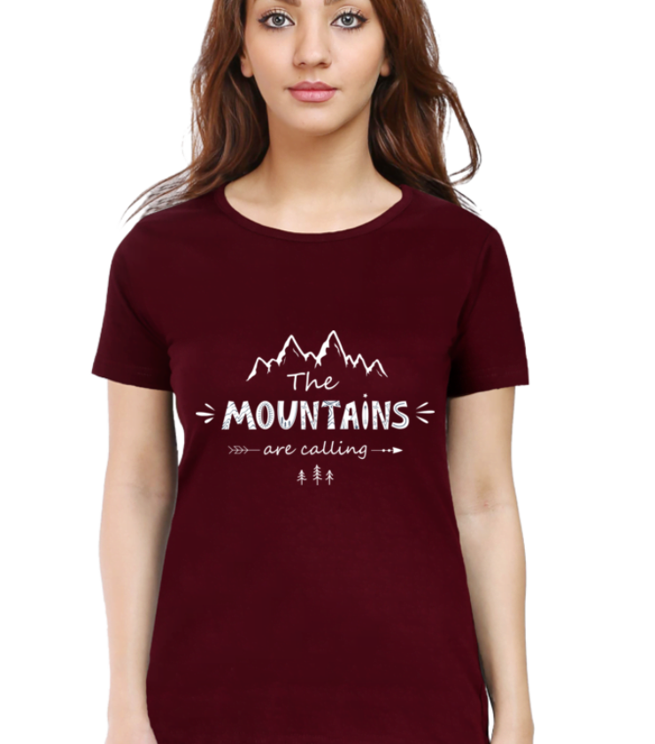 Mountains are calling Black Female Round Neck Half Sleeve Classic Tees