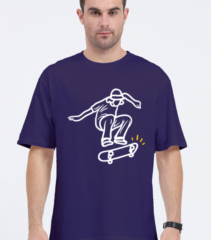 Skateboard Purple Unisex Oversized Classic Tees