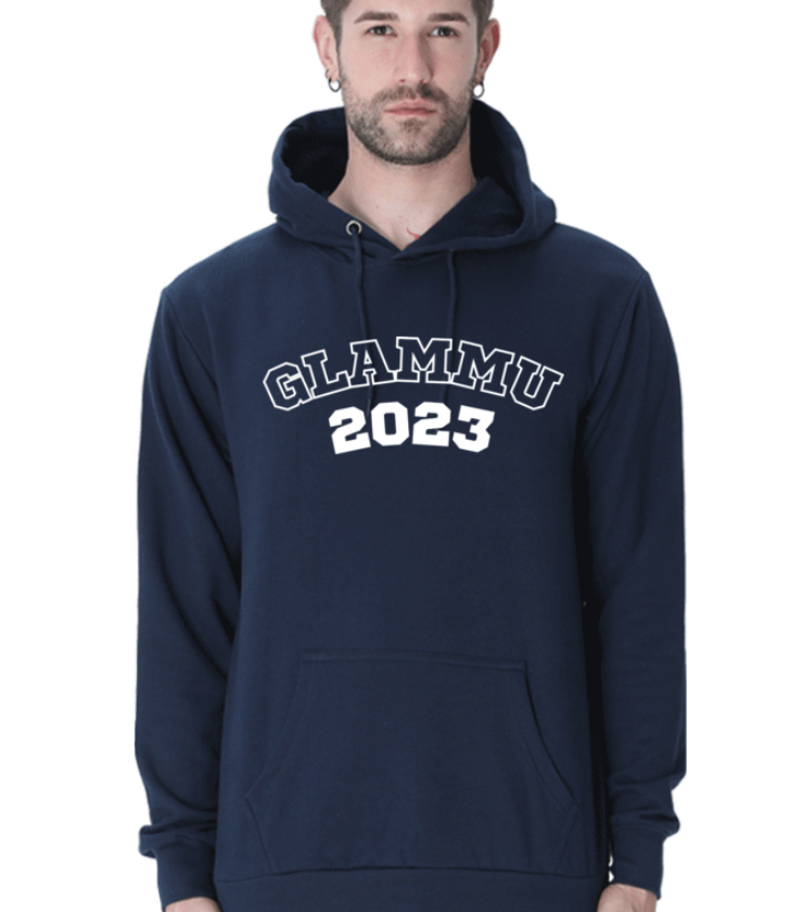Glammu Navy Blue Unisex Hooded Sweatshirt