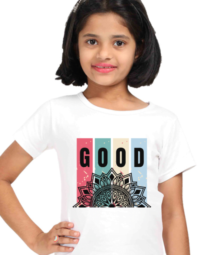 Good Mandala White Girl Round Neck Half Sleeve Classic Tees