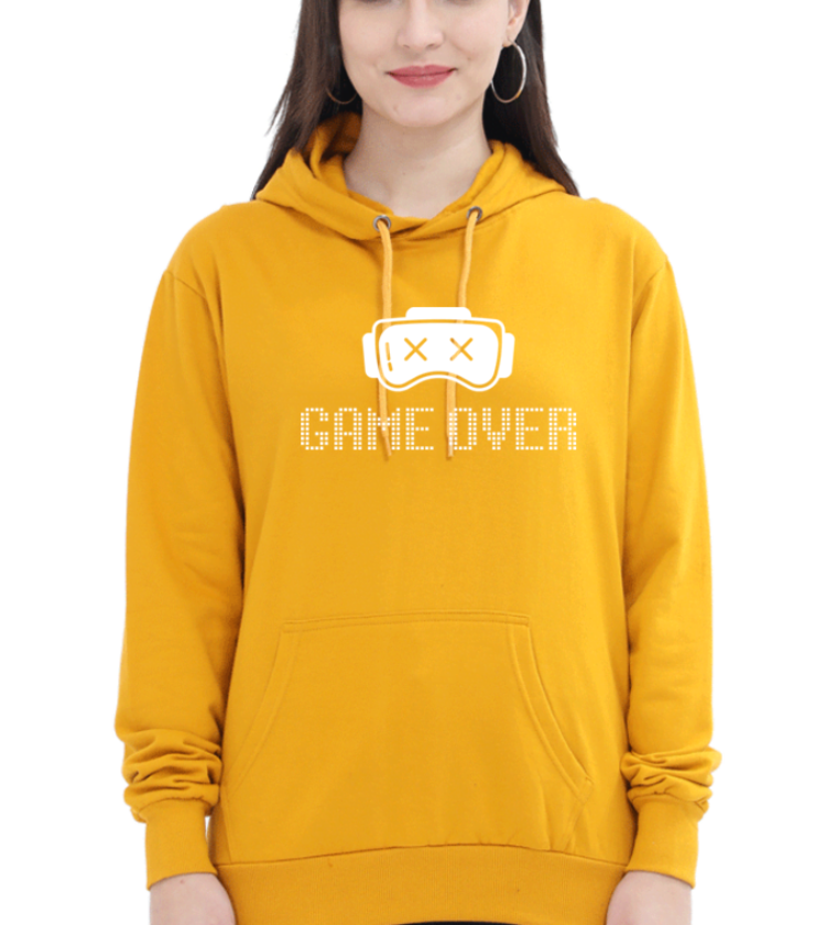 Game Over Mustard Yellow Unisex Hooded Sweatshirt