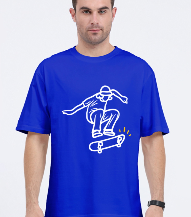 Skateboard Royal Blue Unisex Oversized Classic Tees