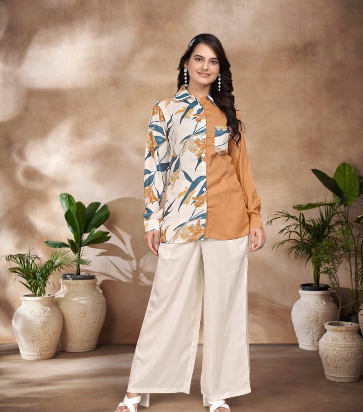 A1002 DIGITAL PRINTED SWISS SILK SATIN CO-ORD SET