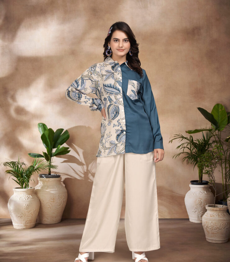 A1005 DIGITAL PRINTED SWISS SILK SATIN CO-ORD SET