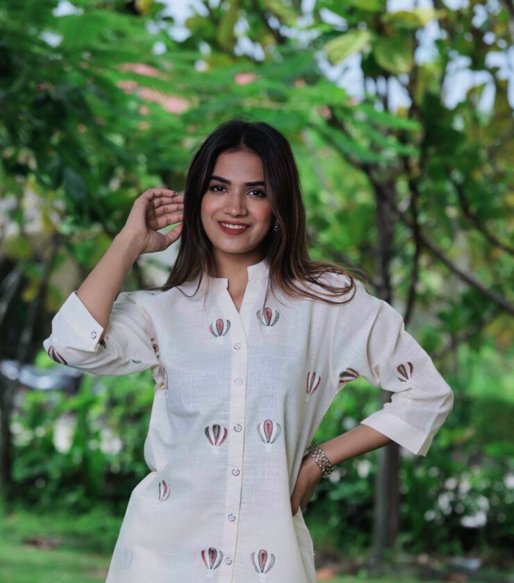 A1011 LINEN BLEND EMBROIDERY CO-ORD SET