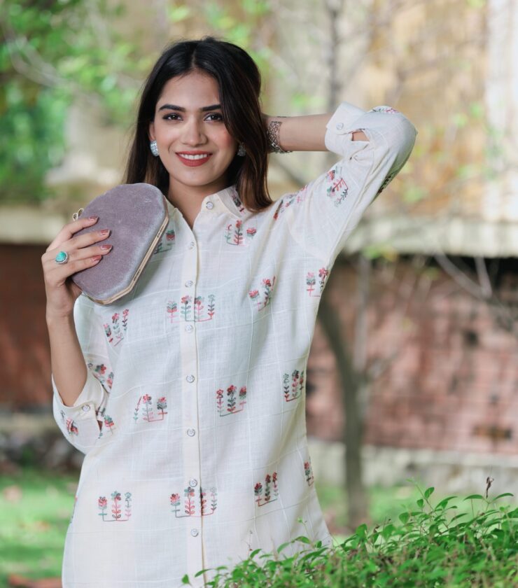 A1012 LINEN BLEND EMBROIDERY CO-ORD SET