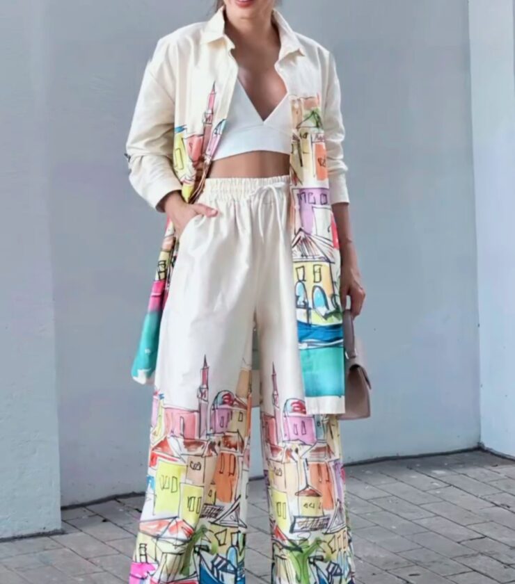 A1016 DIGITAL PRINTED LINEN BLEND CO-ORD SET