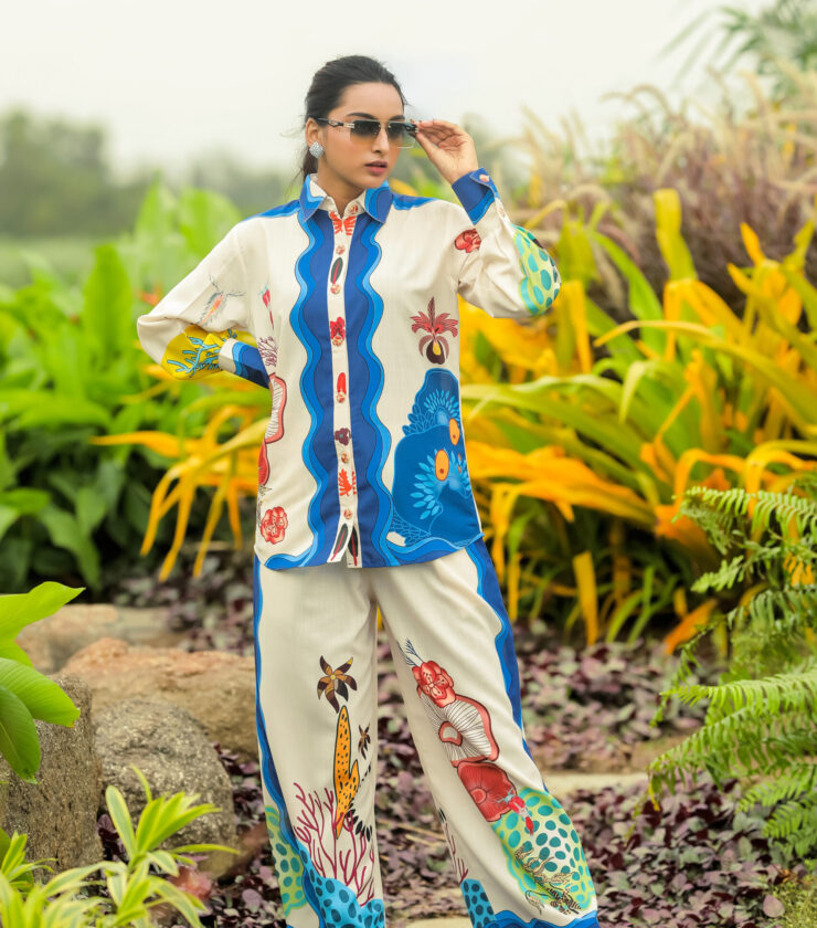 A1009 DIGITAL PRINTED LINEN BLEND CO-ORD SET